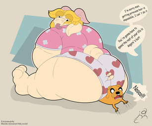 anal anal_vore anthro duo horn long_ears male male/male text vore white_body jon_noj adventure_time cartoon_network deltarune undertale undertale_(series) asgore_dreemurr jake_the_dog boss_monster_(undertale) bovid canid canine canis caprine domestic_dog goat mammal hi_res
