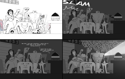 4_panel_comic ambiguous_gender ambiguous_human anthro description dialogue disgust door erection faceless_character female feral group hood hostage male muscular scared shocked size_difference text when_you_see_it mikelocesterlanders deltarune undertale_(series) kris_dreemurr susie_(deltarune) tenna_(deltarune) the_original_starwalker canid canine human humanoid mammal unknown_species 2025 absurd_res comic digital_media_(artwork) english_text hi_res