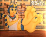 3_toes anthro barefoot big_feet blue_body blue_claws blue_fur blue_hair blue_nails cat_tail chair claws clothed clothing colored_nails crossed_arms crossed_feet crossed_legs dialogue dress ears_up egyptian egyptian_clothing eyelashes fangs feet feet_up female foot_fetish foot_focus foot_on_table fur furniture hair hindpaw humanoid_feet jewelry lights markings nails necklace open_mouth paws plantigrade serious_face shadow soles solo speech_bubble striped_markings striped_tail stripes table tail tail_markings teeth text textured toes uraeus usekh yellow_body yellow_fur yellow_inner_ear brunisdraws animal_crossing nintendo ankha_(animal_crossing) domestic_cat felid feline felis mammal absurd_res digital_media_(artwork) hi_res signature