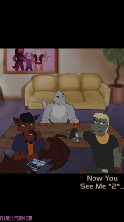 3_fingers anthro clothing collar detailed_background ear_piercing ear_ring facial_piercing fingers furgonomic_piercing furgonomics furniture group hat headgear headwear kerchief living_room male nose_piercing nose_ring piercing poncho ring_piercing table table_flip tail tail_tuft tuft crossroadspony your_movie_sucks agent_washington andee_(rvb_revolution) samael_wurlitz bat chupadore mammal 9:16 animated hi_res short_playtime sound video