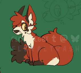 big_tail feral male solo tail floraltrash nintendo pokemon fan_character mocha_(floraltrash) generation_8_pokemon nickit pokemon_(species) low_res watermark