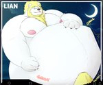 abdominal_bulge anthro belly big_belly body_outline male male/male multiple_prey overweight overweight_male solo vore lianburr soygeru bear mammal polar_bear ursine absurd_res hi_res