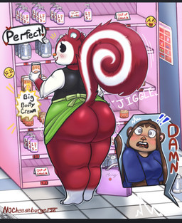 accident accidental_exposure anthro big_butt big_tail black_eyes blush blushing_profusely brown_body brown_fur brown_hair butt clothed clothing clothing_lift dialogue dress dress_lift duo exclamation_point female female/female fur hair heart_symbol orange_nose pink_body pink_fur public shocked shopping shopping_bag slightly_chubby speech_bubble store surprised tail text thick_thighs triangle_nose wide_hips nocheeseburger animal_crossing nintendo bb_(nocheeseburger) poppy_(animal_crossing) haplorhine mammal monkey primate rodent sciurid tree_squirrel 2026 digital_media_(artwork)