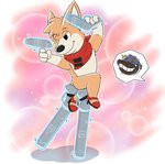 anthro biped black_nose cosplay crossover_cosplay duo one_eye_closed solo_focus weapon wink jnumbat17 bayonetta bayonetta_(series) breeze_in_the_clouds platinumgames breeze_(breeze_in_the_clouds) canid canine canis domestic_dog herding_dog mammal pastoral_dog welsh_corgi 2019 crossover