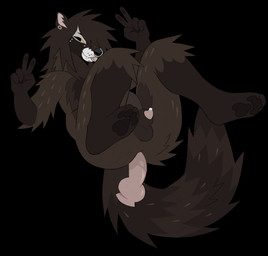 4_toes 5_fingers anal anal_fluids anal_penetration animal_genitalia anthro arm_tuft balls black_background black_body black_fur blep bodily_fluids brown_balls brown_body brown_fur brown_hair brown_sheath brown_tail closed_smile dildo dildo_in_ass dildo_insertion elbow_tuft facial_piercing fangs feet fingers fur genital_fluids genitals gesture gloves_(marking) hair hair_over_eye hand_gesture hindpaw humanoid_hands knee_tuft knot knotted_dildo leg_markings leg_tuft male male_anthro markings mouth_closed nose_piercing nose_ring nude_anthro nude_male object_in_ass paws penetration penis penis_tip piercing pink_dildo pink_inner_ear pink_penis pink_tongue precum ring_piercing scene_haircut sex_toy sex_toy_in_ass sex_toy_insertion sheath simple_background smile socks_(marking) solo tail tan_dildo teeth toes tongue tongue_out tuft v_sign white_face yellow_sclera yakpup canid canine mammal 2026 absurd_res full-length_portrait hi_res portrait