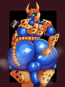 anthro anus armor armor_plates athletic athletic_male balls big_butt big_penis blue_body butt butt_grab claws erection femboy freckled_arms freckled_butt freckled_shoulders freckles genitals green_eyes hand_on_butt headgear helmet horn horned_helmet imminent_sex inviting_to_sex looking_back machine male markings oiled oiled_butt penis presenting presenting_anus presenting_hindquarters solo spots spotted_body tail thick_thighs tongue tongue_out wide_hips cocotapioca hasbro takara_tomy transformers transformers:_beast_wars transformers:cyberverse cheetor alien cheetah cybertronian felid feline mammal robot hi_res