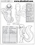 3_toes anthro barefoot breasts claws feet female pawpads solo text toes desiree_lee james_m_hardiman ebony_(btt) mammal mephitid skunk english_text full-length_portrait model_sheet portrait traditional_media_(artwork) url