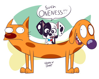 black_body black_fur black_legs black_nose black_spots brown_nose brown_spots button_ears conjoined eye_markings facial_markings female feral floppy_ears fur group head_markings markings multicolored_body multicolored_collar multicolored_fur orange_body orange_fur pointy_ears purple_nose spots trio two_tone_body two_tone_fur whisker_spots whiskers white_body white_fur white_spots chelledoggo 101_dalmatian_street 101_dalmatians catdog_(series) disney nickelodeon caninius_dog deepak_(101_dalmatians) felinius_cat canid canine canis domestic_cat domestic_dog felid feline felis hybrid mammal pushmi-pullyu crossover digital_media_(artwork)