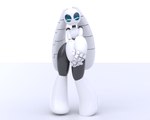 anthro big_forearms biped black_body blue_eyes eyes_closed female forearms front_view hands_in_front huge_thighs machine narrow_shoulders screen_eyes segmented_body simple_background small_waist smile solo thick_thighs wasp_waist white_body sharpybutts sharpy_(sharpybutts) animal_humanoid humanoid lagomorph leporid mammal rabbit robot 2025 3d_(artwork) 5:4 digital_media_(artwork) hi_res