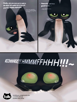 ahegao ambiguous_fluids anthro asphyxiation big_penis black_body blush bodily_fluids choking cum cum_in_mouth cum_inside deep_throat dialogue duo erection fellatio femboy genital_fluids genitals glans green_sclera happy heart_eyes heart_symbol holding_penis looking_pleasured male male/male nipples nude oral oral_penetration penetration penile penis precum romantic romantic_couple sauna sex text white_body erosdev cartoon_network mao_mao:_heroes_of_pure_heart badgerclops sheriff_mao_mao_mao badger felid mammal mustelid musteline 3:4 absurd_res comic english_text hi_res url
