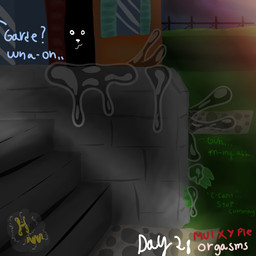 after_sex ambiguous_gender bodily_fluids cum cum_everywhere detailed_background dialogue door fence genital_fluids implied_orgasm looking_at_viewer messy offscreen_character pathway plant shrub sky smile smirk stairs window hurricane_weaver kinktober kinktober_2025 nintendo pokemon gardevoir generation_3_pokemon pokemon_(species) 1:1 2025 hi_res