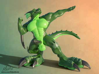 abs anthro balls claws erection fin genitals green_body green_scales grinding horn male muscular navel non-mammal_balls nude penis pose scales solo text hiddenmask18 hiddenmask18_(modeler) mythology dragon mythological_creature mythological_scalie scalie 3d_(artwork) 4:3 blender_(artwork) digital_media_(artwork) url