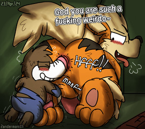 anthro anthro_on_anthro anus backsack balls blush body_worship breath butt butt_sniffing butt_worship degradation duo emanata erection exclamation_point eyes_closed genitals larger_anthro larger_male leg_hug looking_at_another looking_at_partner looking_back looking_back_at_another looking_back_at_partner looking_pleasured male male/male male_anthro nose_to_anus open_mouth size_difference smaller_anthro smaller_male sniffing sound_effects talking_to_another talking_to_partner teeth text tilde_after_text tongue tongue_out zandermanith nintendo pokemon arcanine drilbur generation_1_pokemon generation_5_pokemon pokemon_(species) 2024 artist_name colored dated english_text shaded