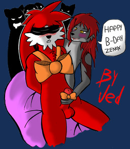 anthro balls bdsm birthday blind blindfold blush bondage bound disability duo erection female fur genitals gift hair handjob male nude party penile penis red_body red_fur red_hair sex silhouette simple_background tattoo transparent_background jedader zenox bandai_namco klonoa_(series) klonoa canid canine canis domestic_cat felid feline felis mammal wolf alpha_channel