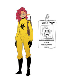 anthro backpack black_boots black_clothing black_footwear black_gloves black_handwear boots breasts clothed clothing female fingers footwear freckled_face freckles fully_clothed fur gloves hair handwear hazmat_suit id_card latex latex_clothing latex_skinsuit long_hair looking_at_viewer red_hair shoes simple_background skinsuit smile solo standing tan_body tan_fur text tight_clothing white_background miscuitsxd major_explorer_group the_backrooms madison_deerwood cervine deer mammal character_name digital_media_(artwork) english_text full-length_portrait hi_res portrait sketch
