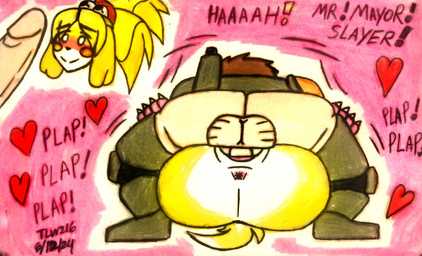 anthro anthro_penetrated anus female from_front_position genitals human_on_anthro human_penetrating human_penetrating_anthro interspecies male male/female mating_press penetration sex vaginal vaginal_penetration vulva theloanwanderer216 animal_crossing doom_(series) id_software microsoft nintendo doom_slayer isabelle_(animal_crossing) canid canine human mammal crossover hi_res traditional_media_(artwork)
