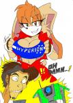 age_difference aged_up anthro big_breasts breasts cleavage clothed clothing female flashing group looking_at_viewer machine male profanity shirt smile teasing text text_on_clothing text_on_shirt text_on_topwear topwear zhengfox 2k_games borderlands sega sonic_the_hedgehog_(series) claptrap cream_the_rabbit handsome_jack human lagomorph leporid mammal rabbit robot 2015 crossover english_text hi_res