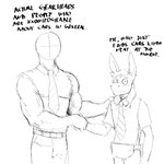 anthro biceps black_text bottomwear clothed clothing duo faceless_character fanny_pack gesture hand_on_shoulder handshake male muscular muscular_male necktie pants parody shirt sleeveless_shirt text topwear hladilnik the_office anon donk_(hladilnik) asinus donkey equid equine human mammal 1:1 2020 black_and_white digital_drawing_(artwork) digital_media_(artwork) english_text handwritten_text hi_res meme monochrome sketch