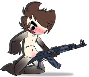 ak-47 ak_platform ambiguous_gender assault_rifle blush blushing_profusely fangs grinding gun null_bulge objectum ranged_weapon rifle solo stitch_(sewing) teeth weapon yellow_teeth v3sterp0nk vester_(v3sterp0nk) demon demon_humanoid humanoid hi_res