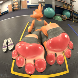 4_toes anthro athletic_wear bands barefoot clothing door ears_up feet female floor foot_focus footprint footwear glistening glistening_feet gym gym_mat gym_topwear high_heeled_sandals high_heels humanoid_feet inside looking_at_viewer mat pawpads paws plantigrade sandals shoeprint shoes soles solo stirrup_footwear toes topwear n00b-body kaylafox_(modeler) dreamworks the_bad_guys diane_foxington canid canine fox mammal 1:1 3d_(artwork) absurd_res digital_media_(artwork) hi_res