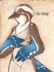 anthro beak biped breasts covering covering_self featureless_crotch female non-mammal_breasts nude solo standing winged_arms wings bearbun tu-tuki avian bird blue-winged_kookaburra coraciiform kingfisher kookaburra 3:4