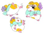 anus female feral flower fur genitals plant pussy simple_background smile solo white_background yellow_body yellow_fur 2n2n hamtaro_(series) fan_character cricetid hamster mammal rodent 2018