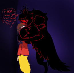 big_breasts breasts brown_hair crown duo female hair headgear huge_breasts long_hair male red_body red_eyes short_hair size_difference smaller_human smothering text trapped yandere aspenofsimpcon a_hat_in_time prince_(ahit) queen_vanessa_(ahit) ghost human humanoid mammal spirit hi_res
