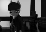 cyberpunk female looking_at_viewer parody science_fiction solo strandedpenguin blade_runner friendship_is_magic hasbro my_little_pony octavia_(mlp) rachael_(blade_runner) earth_pony equid equine horse mammal pony replicant 2017 3d_(artwork) digital_media_(artwork) monochrome