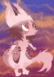 4_fingers ambiguous_gender anthro chibi fingers fur kalosh markings red_eyes simple_background solo spots spotted_body tail tail_tuft text tuft unlocked_reward liechi patreon 2022 absurd_res hi_res lineless url