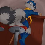 anthro anus bar butt leg_pouch looking_at_viewer looking_back looking_back_at_viewer male public solo alex_kitsune sly_cooper_(series) sony_corporation sony_interactive_entertainment sucker_punch_productions sly_cooper mammal procyonid raccoon 1:1 absurd_res hi_res