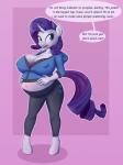 anthro anthrofied belly big_belly big_breasts bra breasts cleavage clothed clothing female horn jacket leggings legwear pregnant pregnant_anthro pregnant_female solo speech_bubble text topwear underwear forfun41 friendship_is_magic hasbro my_little_pony mythology rarity_(mlp) equid equine mammal mythological_creature mythological_equine unicorn 3:4 absurd_res english_text hi_res