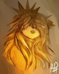 ambiguous_gender anthro butter crown dairy_products food headgear nude solo aph_(artist) butter_dog butterdog bird_dog canid canine canis domestic_dog golden_retriever hunting_dog mammal retriever 4:5 bust_portrait digital_media_(artwork) digital_painting_(artwork) portrait