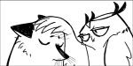 2d_animation animated avian bird black_and_white boggartowl canid canine digital_drawing_(artwork) digital_media_(artwork) feral fox line_art mammal monochrome owl owl_(boggartowl) sad short_playtime simple_background white_background