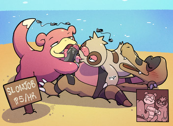 balls beach bedroom_eyes belly blush bodily_fluids brown_body brown_scales collaborative collaborative_licking collaborative_oral collaborative_penis_lick collaborative_sex erection eyes_closed foreskin fur genital_fluids genitals group group_sex hugging_penis licking long_snout lying male male/male narrowed_eyes on_back open_mouth oral penile penis penis_lick pink_body precum prostitution saliva saliva_on_penis saliva_on_tongue scales seductive semi-anthro sex slightly_chubby smile snout tan_body tan_fur threesome tongue tongue_out trio argon_vile nintendo pokemon generation_1_pokemon generation_3_pokemon generation_5_pokemon krokorok pokemon_(species) slakoth slowpoke 11:8 hi_res