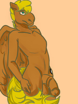 anthro balls biped blonde_hair blue_eyes feathered_wings feathers genitals hair half-erect male nude penis solo wings unknown_artist mythology equid equine mammal mythological_creature mythological_equine pegasus source_request