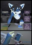 3d_(artwork) anthro blue_body blue_fur brother_(lore) brother_and_sister_(lore) cellphone comic dating_app dating_profile digital_media_(artwork) electronics english_text felix_(striped_sins) female fur hi_res keyboard mammal office phone procyonid purple_eyes raccoon ryder_(striped_sins) sibling_(lore) sister_(lore) solo striped_sins text url willitfit