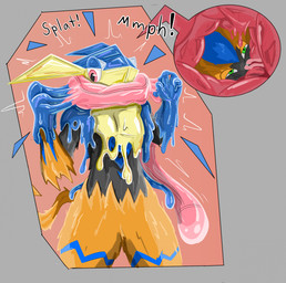 blue_body blue_fur blue_latex forced forced_transformation fur goo_transformation green_eyes latex latex_transformation male mask nasal_tube pink_latex pokesuit spreading tendrils tongue transformation yellow_body yellow_fur yellow_latex riggedreded nintendo pokemon gamingman89 generation_6_pokemon generation_7_pokemon goo_creature greninja latex_creature legendary_pokemon pokemon_(species) zeraora 2025 hi_res