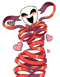 big_breasts blush blush_lines breasts curvy_figure female hearts_around_body looking_at_viewer mask not_furry ribbons simple_background solo text thick_thighs voluptuous voluptuous_female voluptuous_humanoid white_background wide_hipped_female wide_hipped_humanoid wide_hips sebasdono glitch_productions the_amazing_digital_circus gangle_(tadc) animate_inanimate fabric_creature humanoid living_mask 2025 absurd_res artist_name digital_drawing_(artwork) digital_media_(artwork) hi_res watermark