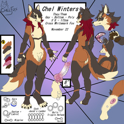 animal_genitalia animal_penis anthro anus areola backsack ball_tuft balls barbell_piercing canine_genitalia canine_penis clothing crotch_tuft ear_piercing ear_ring erection facial_piercing femboy frenum_ladder frenum_piercing genital_piercing genitals guiche_piercing hafada_piercing knot knotted_penis labret_piercing ladder_piercing lip_piercing male nipple_piercing nipples nose_piercing nude nude_male open_mouth pawpads paws penis penis_piercing piercing pupils ring_piercing scrotum_ladder scrotum_piercing septum_piercing sheath slit_pupils solo text tuft underwear yellow_eyes chelfoxart chelfox calico_fox canid canine cross_fox fox mammal red_fox true_fox 1:1 english_text hi_res model_sheet nonbinary_(lore)