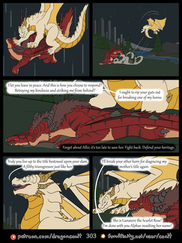 angry arm_spikes black_horn black_speech_bubble black_stripes blue_eyes broken_horn brown_hair clenched_teeth dialogue digit_ring duo elbow_spikes falling feral fight finger_ring flying fur furaffinity_logo gem green_eyes hair horn insult jewelry landing lying male membrane_(anatomy) membranous_wings name_in_dialogue night on_front on_ground outside page_number patreon_logo red_body red_fur red_gem river scales skyline speech_bubble spikes spikes_(anatomy) stripes tan_body tan_fur teeth text wings yellow_body yellow_scales rimentus european_mythology furaffinity mythology patreon coalt korvath_(rimentus) dragon furred_dragon furred_scalie mythological_creature mythological_scalie scalie western_dragon comic english_text hi_res url