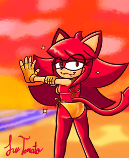 anthro beach bikini bikini_bottom bikini_top breasts butt clothing eyelashes fangs female fingerless_gloves gloves hair handwear long_hair looking_at_viewer outside rear_view sand solo swimwear tail teeth two-piece_swimsuit water sussytomato golden_week sega sonic_the_hedgehog_(series) lindsey_(sussytomato) domestic_cat felid feline felis mammal hi_res