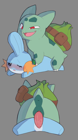anus blush crossgender duo female feral from_behind_position genitals male male/female mounting mtf_crossgender penetration penile penile_penetration penis penis_in_vagina sex simple_background vaginal vaginal_penetration porldraws nintendo pokemon path_(pathwarden) rooty_(leakyroot) bulbasaur generation_1_pokemon generation_3_pokemon mudkip pokemon_(species) hi_res