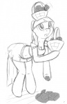 anthro anthrofied basket bent_over breasts cleavage clothed clothing container dress female hair navel rock simple_background solo white_background tg-0 friendship_is_magic hasbro my_little_pony limestone_pie_(mlp) earth_pony equid equine horse mammal pony 2013 monochrome sketch