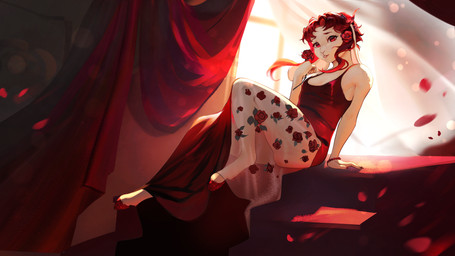 anthro biped butt claws clothed clothed_anthro clothed_female clothing dress female fingers front_view fur hair hooves horn inside looking_at_viewer sitting smile solo teeth hackainax bovid caprine goat mammal 16:9 4k absurd_res hi_res widescreen