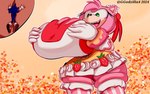 amy_rose anthro big_breasts blue_body breasts cleavage clothed clothing dress duo eulipotyphlan fangs female footwear generalgodzilla hedgehog hi_res huge_breasts hyper hyper_breasts legwear macro male male/female mammal micro pink_body sega shoes smile sonic_the_hedgehog sonic_the_hedgehog_(series) teeth thick_thighs thigh_highs tight_clothing