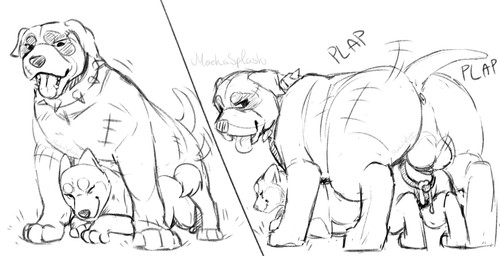 animal_genitalia animal_penis animal_vulva anus balls big_butt bodily_fluids breath butt canine_genitalia canine_penis canine_vulva collar doggystyle duo erection female female_penetrated feral feral_on_feral feral_penetrated feral_penetrating feral_penetrating_feral from_behind_position fur genital_fluids genitals intraspecies knot knotted_penis large_penetration larger_male male male/female male_penetrating male_penetrating_female mounting muscular muscular_feral muscular_male open_mouth panting paws penetration penile penile_penetration penis penis_in_vagina plap_(sound) scar sex size_difference smaller_female smaller_penetrated smile smirk smug sound_effects stretched_vagina tail tongue vaginal vaginal_penetration vulva mochasplash ginga_(series) hikari_(fenris64) moss_(ginga) canid canine canis domestic_dog kishu_inu mammal mastiff molosser spitz digital_media_(artwork) hi_res monochrome sketch