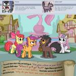 1:1 apple_bloom_(mlp) bitterplaguerat cutie_mark_crusaders_(mlp) dialogue earth_pony english_text equid equine fan_character female feral friendship_is_magic group hasbro horn horse loki_(bitterplaguerat) male mammal my_little_pony mythological_creature mythological_equine mythology outside pegasus pony scootaloo_(mlp) sweetie_belle_(mlp) text unicorn wings yellow_eyes