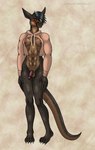 anthro black_hair blush breasts clothing genitals gynomorph hair hoodie intersex mohawk nipples penis red_eyes solo tail topwear twitter_hoodie hustenblut meme_clothing mythology gudrun_messerbach dragon mythological_creature mythological_scalie scalie tatzelwurm wingless_dragon hi_res meme