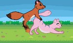 arched_back ass_up balls bent_over black_outline black_sclera bodily_fluids breath countershade_torso countershading duo ear_piercing female feral fluffy fluffy_tail from_behind_position fur genital_fluids genitals grass imminent_sex log looking_back lying male male/female mounting on_front orange_body orange_fur outline outside panting penis penis_poking_out piercing pink_body pink_fur pink_outline plant precum pussy quadruped raised_tail sex side_view sky stripes tail tail_motion tail_mouth tailwag tongue tongue_out unusual_anatomy unusual_tail wood vorochi canid canine fox mammal animated digital_media_(artwork) pixel_(artwork) pixel_animation short_playtime