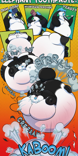 black_body black_ears black_fur blue_hair bursting fart fart_cloud fur grey_fart_cloud hair inflation long_ears onomatopoeia popping simple_background sound_effects stretch_marks text twitter_handle uber_inflation yellow_background yellow_body yellow_fur baxterthehusky kay_(cookiemelon) lagomorph leporid mammal rabbit 2024 absurd_res hi_res sequence